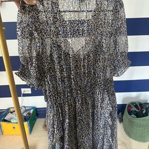 Shoshanna Black and Blue Floral Dress